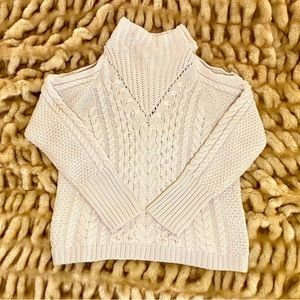 Marciano Cream Oversized Cable Knit Sweater 🤍 Off-Shoulder Luxe Cozy | Size M